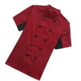 thumbnail image 1 of Chef Abrigo de manga corta con botones bolsillos para cocinar chaqueta de cocción elegante usar traje uniforme para restaurante hotel cafetería cocina roja m Speravity HA012101-16, 1 of 7