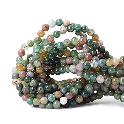 Natural Gemstone Indian Agate Stone Beads For Jewelry Making Bracelet Making 15" 