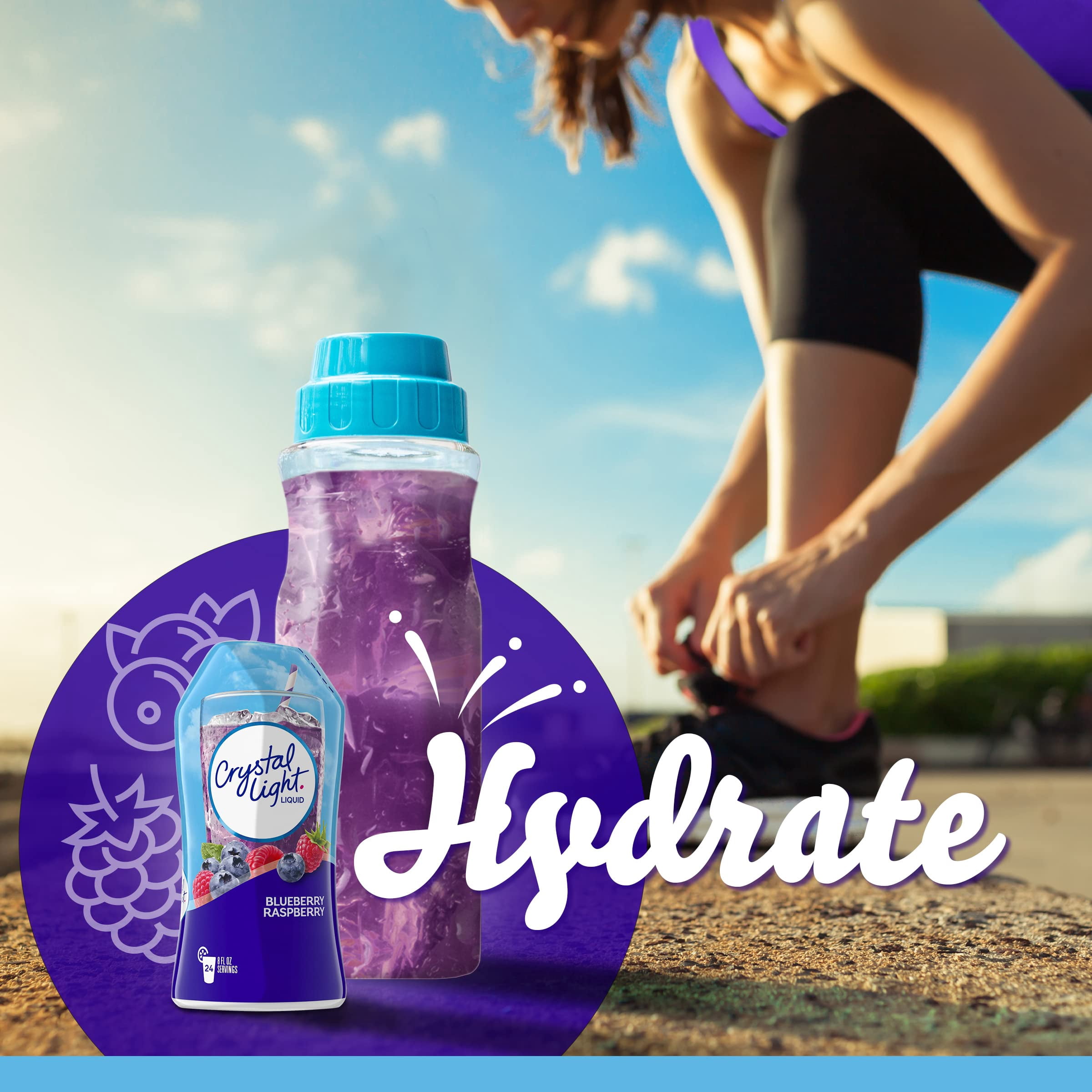 (12 pack) Crystal Light Liquid Blueberry Raspberry Naturally Flavored Drink Mix, 1.62 fl oz Bottle