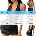 thumbnail image 3 of Women's Leather Halter Top V neck Front Zip Closure Back Lace Up Overbust Corset Tops Brown L, 3 of 4
