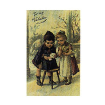 - To My Valentine 8x10 Poster LITTLE GIRLS VINTAGE KIDS OLD SCHOOL ADORABLE SUNDAY BEST DRESS UP KIDS PLAY