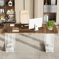 thumbnail image 6 of Tribesigns 70.9" Executive Office Desk, Modern Conference Desk with Metal Frame, Walnut, 6 of 6