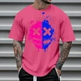 thumbnail image 2 of Men's Graphic T-Shirts Y2k Novelty Funny Smile Face Print Crewneck Short Sleeve Tops Casual Summer Loose Fit Streetwear Tees Z005-Hot Pink L, 2 of 4