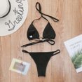 thumbnail image 6 of Utoimkio Women's Thong Bikini Sets Two Piece Swimsuit High Waisted V Neck Triangle Halter Bathing Suit for Women, 6 of 8