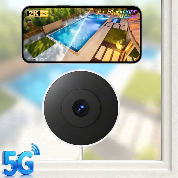 Window Camera, 2.4G&5G WIFI Home Security Camera 2K Indoor Outdoor Cameras for Home Security, Starlight Night Vision, 911 Emergency Dispatch, US Based Cloud, Easy & Quick Install