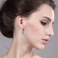 thumbnail image 2 of Gem Stone King 18K Yellow Gold Plated Silver Swiss Blue Topaz Dangle Earrings for Women (7.56 Cttw, Gemstone November Birthstone, Oval 10X8MM, Trillion 5MM), 2 of 4