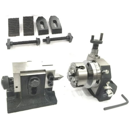 

Assorts 3 Inches/ 80 mm Tilting Rotary Table With 70 mm 4 Jaw Independent Chuck Suitable Back Plate & T Nuts Bolts Tailstock & M6 Clamp Kit