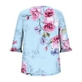 thumbnail image 6 of GERsome Womens Short Sleeve T-Shirts, Trendy 3/4 Ruffle Sleeve Crew Neck Floral Shirts Summer Loose Fit Business Casual Dressy Work Shirts, Sizes S-3XL, 6 of 7