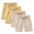 thumbnail image 2 of ITSAME Athletic Shorts for Boys 4-Piece, Elastic Waist Cotton Linen Loose Fit Summer Casual Comfortable Shorts Yellow 11T, 2 of 9