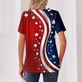 thumbnail image 3 of Iaqnaocc 4th Of July Shirts for Women Short Sleeve Button Up V Neck Patriotic American Flag Stars Tops Vintage Summer Plus Size T Shirts for Women Deep Red S, 3 of 3