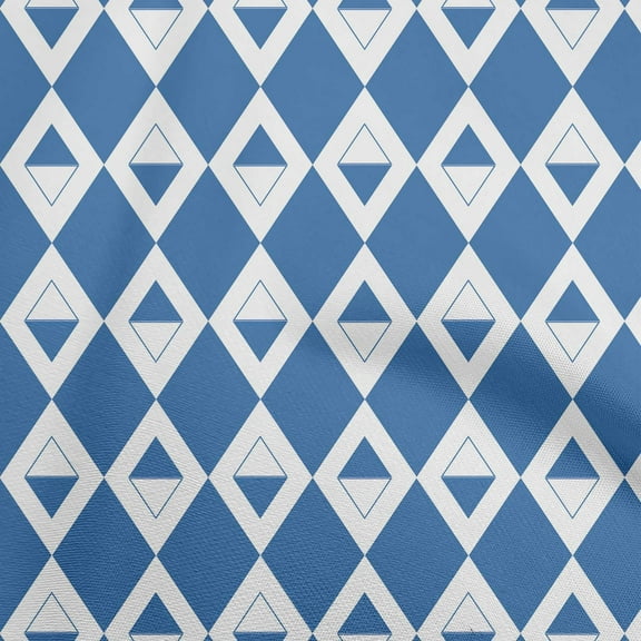 oneOone Polyester Spandex Blue Fabric Check Argyle Diy Clothing Quilting Fabric Print Fabric By Yard 56 Inch Wide