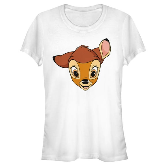 Junior's Bambi Face Portrait Graphic Tee White Medium