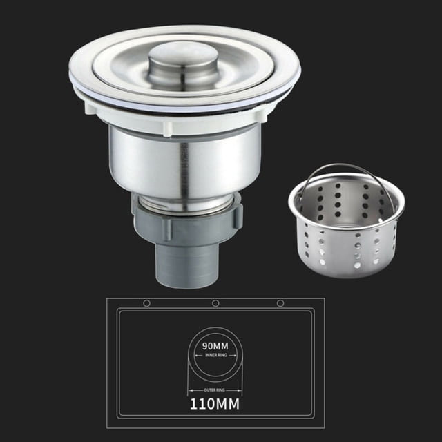 Kitchen Sink Waste Stainless Steel Strainer Plug Drain Filter Basket Drainer Kit