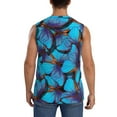 thumbnail image 4 of Lsque Blue Butterflies Print Men's Cotton Blend Sleeveless Muscle Shirts (S-3XL)- Moisture Wicking, Odor Protection, UPF 30+,XX-Large, 4 of 8