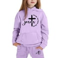 thumbnail image 4 of Girls Outfits Letter Prints Long Sleeve Hooded Sweatshirts Trousers Kids Cozy Soft Loose Autumn Winter Outfit Set, 4 of 4