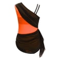 thumbnail image 4 of dPois Combinaison Asymétrique pour Filles Justaucorps de Danse Ballet Rythmique Froncé Orange 8, 4 of 7