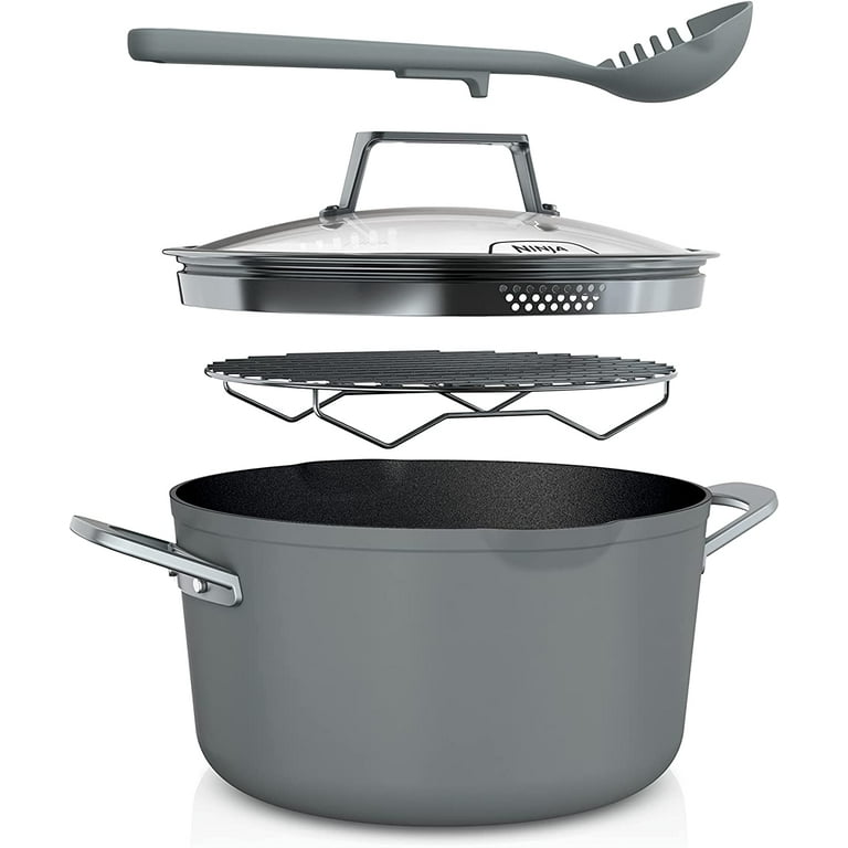 Ninja CW202WH Foodi NeverStick PossiblePot, Premium Set with 7-Quart  Capacity Pot, Roasting Rack, Glass Lid & Integrated Spoon, Nonstick,  Durable & Oven Safe to 500°F, Vanilla Bean 