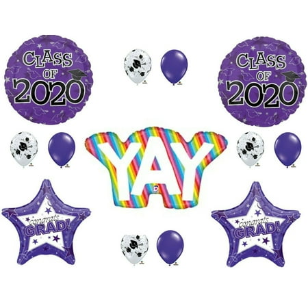 Yay!! Class of 2020 Purple Graduation Party Balloons Decoration Supplies Graduate
