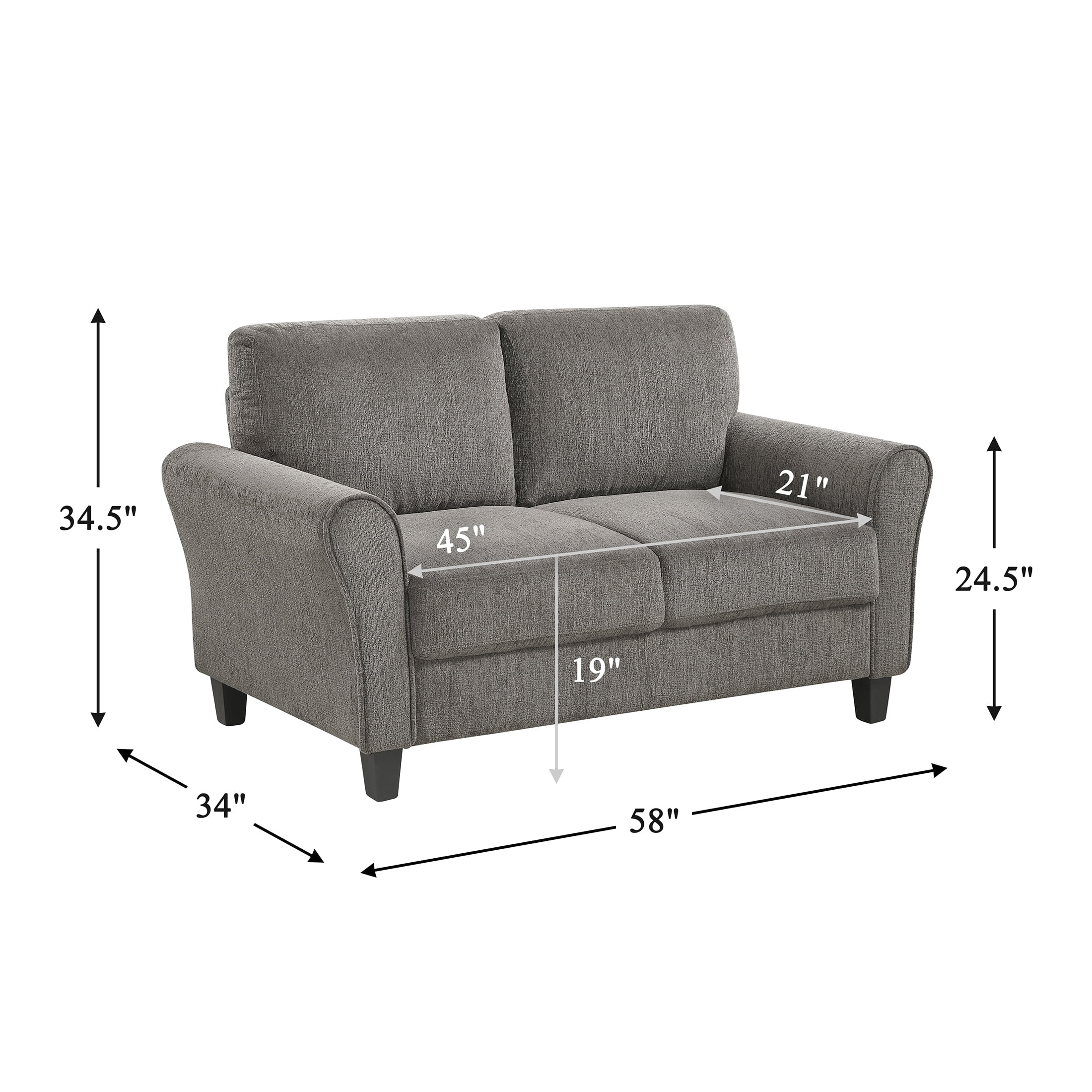 OakvillePark Sevoria Chenille Loveseat, Brown