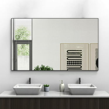 Tcbosik 60 x 36 Inch Large Wall Mirror Black Bathroom Vanity Mirror with Aluminum Alloy Frame for Modern Farmhouse Wall Decor (Horizontal/Vertical)