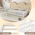 thumbnail image 6 of JOYFULIN Twin Size Floor Bed with Slats and Fence for Kids, Solid Wood Montessori Floor Bed with Door and Safety Guardrails for Girls, Boys, No Box Spring Needed, White, 6 of 7
