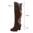 thumbnail image 4 of hopeusnice Women's Knee High Boots Fuzzy Fleece Lined Buckle Winter Warm Suede Boots Chunky Heel Comfortable Stylish Outdoor Snow Boots Brown 40, 4 of 5