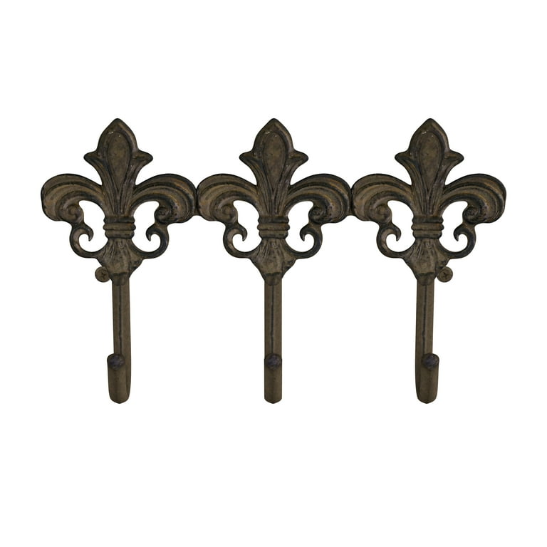 Decorative Hooks-3-Pronged Cast Iron Shabby Chic Rustic Fleur De