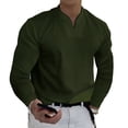 thumbnail image 2 of CENL Men Casual V Neck Dress Shirts Long Sleeve Slim Collar Office Blouse Tops Tee, 2 of 9