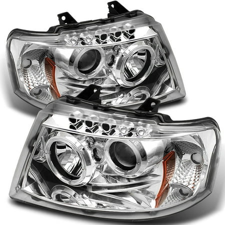 Fits 03-06 Expedition Sport SUV Chrome Clear Dual Halo Projector LED