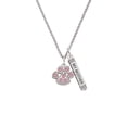 thumbnail image 2 of Delight Jewelry Silvertone Large Paw with Light Pink Crystals Silvertone Always My Mother Bar Charm Necklace, 23", 2 of 4