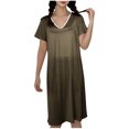thumbnail image 6 of HomeGardon Nightgowns for Women,Women's Sleepwear,Women's V Neck Solid Color with Chest Cushion Loose and Comfortable Plus Size Home Skirt,M-XXL, 6 of 7