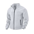 thumbnail image 5 of WTOBBY Men's Stand Collar Plush Jacket, Solid Color Zippered Outdoor Coat, Casual Sports Style Cold Weather Wear with Soft Interior lining,Light Gray M, 5 of 5