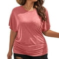 thumbnail image 2 of Giftesty Short Sleeved Solid Color Casual Loose Fitting Women's Plus Size Top, 2 of 6