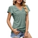 thumbnail image 1 of Blusa de manga de volantes Top plisado V cuello liso color Slim equipada manga corta blusa camisa para mujer Mujer, 1 of 6
