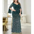 thumbnail image 5 of Womens Mermaid Plus Size V Neck Sequin Evening Dress Long Sleeves Mother of The Bride Gowns Royal Blue, 5 of 7