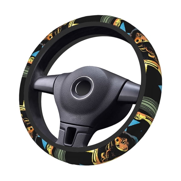 Won-Der Wo-Man Steering Wheel Cover Elastic Stretch Breathable Vehicle Steering Wheel Protector Car Interior Accessories