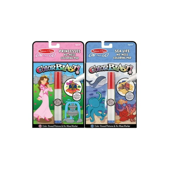 Bundle of 2 |Melissa & Doug ColorBlast! Coloring Book - Sea Life & Princess