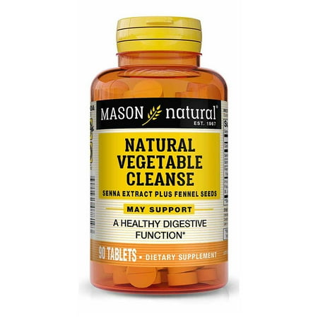 Mason Natural Natural Vegetable Cleanse with Calcium, Senna Extract and Fennel Seeds - Improved Digestive Health, Healthy Bowel Function & Detoxification, 90 Tablets