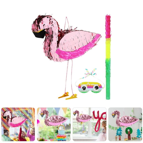 OFFIGAM 1Set Flamingo Pinata Pink Tropical Party Decoration for Hawaiian Luau Birthday Summer Theme Celebration