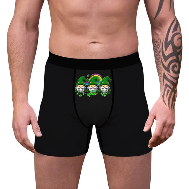 St. Patrick's Day Print Boxer Briefs for Men, Breathable Close Fitting Underwear, Polyester, 1 Pc
