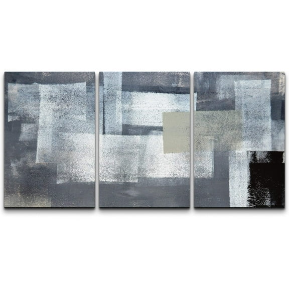 wall26 Canvas Print Wall Art Set Dark Gray, White & Black Color Blocks Abstract Shapes Illustrations Modern Art Chic Colorful Multicolor Ultra for Living Room, Bedroom, Office - 16"x24"