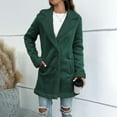 thumbnail image 2 of Olyvenn Faux Fur Coats for Women Long Lapel Lined Fleece Sherpa Jacket Winter Outerwear Open Front Teddy Overcoat with Pocket Green L, 2 of 3
