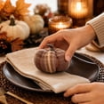thumbnail image 3 of Fall Brown Plaid Fabric Pumpkin Decor, Stuffed Soft Check Pumpkin Ornament, Harvest Thanksgiving Tabletop Centerpiece for Autumn Farmhouse Home Decoration, 3 of 3