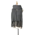 thumbnail image 2 of Naierhg Winter Scarf Shawl Wrap Plain Fringed Tassels Thickened Comfortable Cold Resistant Solid Color Autumn Winter Adults Long Blanket Scarf for Daily Life Grey, 2 of 8