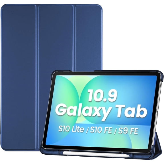 ProCase Smart Case for Galaxy Tab S10 Lite/S10 FE/S9 FE 10.9 Inch with S Pen Holder, Slim Trifold Stand Folio Hard Back Shell Protective Cover for 10.9" Galaxy Tab S10 Lite/S10 FE/S9 FE -Navy