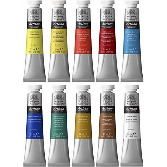 Winsor & Newton Artisan Water Mixable Oil Colors, Assorted Colors, 0.71 Ounces, Set of 10