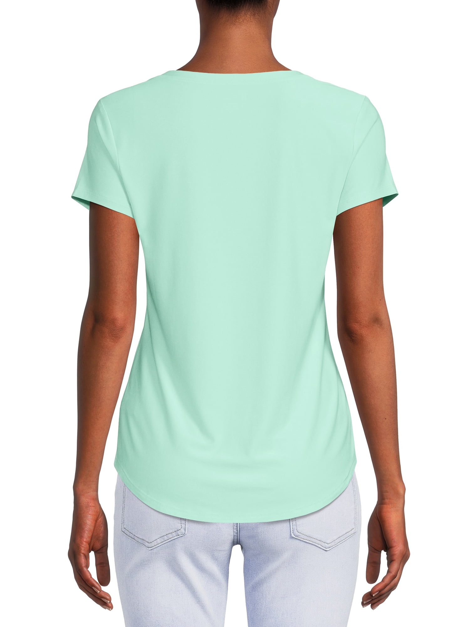 No Boundaries Women's Junior's Brushed V-Neck Short Sleeve T-Shirt