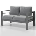 thumbnail image 3 of Superjoe Outdoor 2-Seat Patio Aluminum Loveseat Sofa Couch Furniture with Light Grey Cushions, Grey, 3 of 12