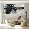 thumbnail image 3 of living room wall art, contemporary art, minimalist art, black and white grey paintings, black and white canvas art, oversized canvas,(41*81cm)16*32 Inches,Unstretched,Frameless, 3 of 4