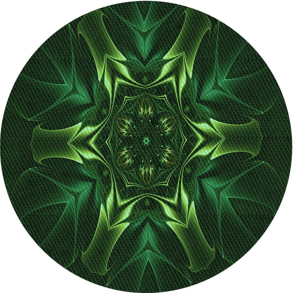 Ahgly Company Indoor Round Patterned Green Area Rugs, 8' Round